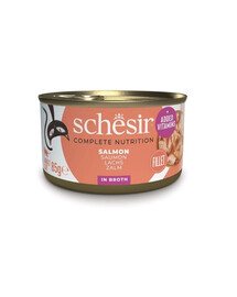 SCHESIR Losos vo vývare pre mačky 12x85 g