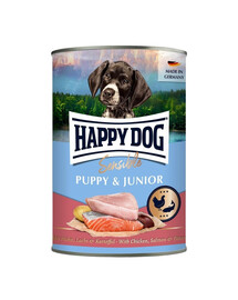 HAPPY DOG Sensible Puppy Junior Kurča, losos a zemiak 400 g krmivo pre šteniatka a mladých psov
