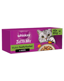 WHISKAS Adult Tasty Chef's Choice Mix 4 x 40x85 g kompletné krmivo pre dospelé mačky v omáčke 3+1 ZADARMO