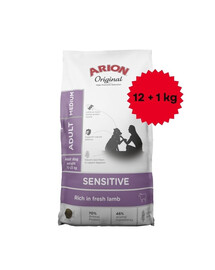ARION Original Sensitive Medium 12+1 kg pre psov stredných plemien s citlivým tráviacim systémom