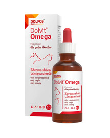 DOLFOS Dolvit Omega 50 ml kyseliny omega na použitie v prípade nadmerného vypadávania srsti pre psov a mačky