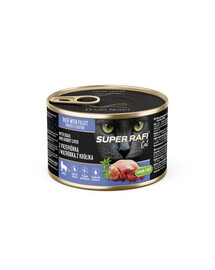 SUPER RAFI Cat s prepelicou a králičou pečeňou 185g konzerva pre mačku