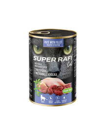SUPER RAFI Cat s prepelicou a králičou pečeňou 400g konzerva pre mačku