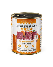 SUPER RAFI Pure Line kačica so sladkými zemiakmi 800g mokré krmivo pre psov