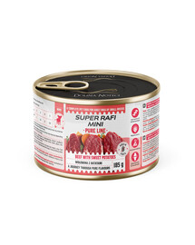 SUPER RAFI Mini Pure Line z wołowiną i batatami 185g mokra karma dla psów małych ras