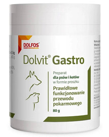 DOLFOS Dolvit Gastro 80g Prípravok na správne fungovanie tráviaceho traktu pre psov a mačky