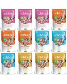 SCHESIR Sada pre mačky Mix 4 príchutí 12x85g