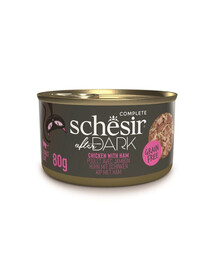 SCHESIR After Dark Kuracie so šunkou vo vývare 80 g mokré krmivo pre mačky