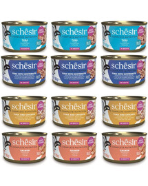 SCHESIR Sada zmiešaných príchutí vo vývare 12x85g (4 príchute)