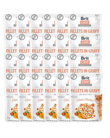 BRIT Care Fillets in Gravy Mix chutí 48 x 85 g kuracích, morčacích a lososových filetov v omáčke pre mačky