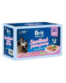 BRIT Premium by Nature Cat Delicate Fillets in Gravy Family Plate Sterilised 24 x 85 g mokré krmivo v omáčke pre dospelé sterilizované mačky