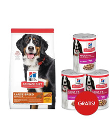 HILL'S Science Plan Adult Dog Large Dry Chicken 14 kg kuracieho mäsa pre veľké plemená + 3 konzervy krmiva HILL'S ZADARMO