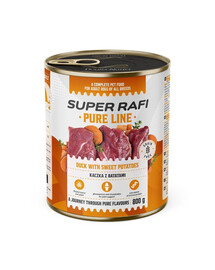 SUPER RAFI Pure Line kačica so sladkými zemiakmi 12x800g mokré krmivo pre psov