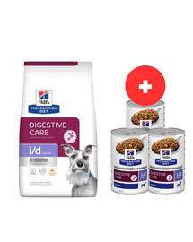 HILL'S Prescription Diet Digestive Care i/d ActivBiome Canine Low Fat kuracie mäso 12 kg + 3 x 360 g krmivo pre psov ZADARMO