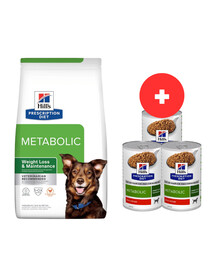 HILL'S Prescription Diet Canine Metabolic 12 kg krmivo pre psy s nadváhou + 3 x 370g krmivo pre psy s nadváhou ZADARMO