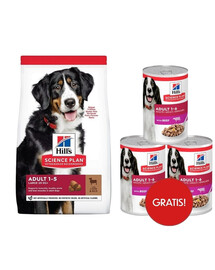 HILL'S Science Plan Canine Adult Large Breed Lamb&Rice Krmivo pre psov veľkých plemien s jahňacím mäsom a ryžou 14 kg + 3 konzervy HILL'S ZADARMO