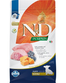 FARMINA N&D GF Pumpkin Lamb & Blueberry Puppy Mini 2,5 kg pre šteniatka malých plemien + FARMINA N&D Pumpkin Dental Treat Kuracie Granátové jablko Mini 60 g (7 ks) ZADARMO!