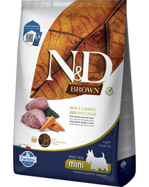 FARMINA N&D Brown Dog Adult Mini Lamb, Spirulina, Mrkva 5 kg + FARMINA N&D Brown Dental Treat Coat Lamb Mini 60 g (7 ks) ZADARMO!