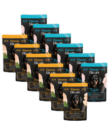 FITMIN For Life Dog Adult Mix príchutí 12x85 g kurča s bylinkami a moriak s rakytníkom v omáčke