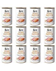 BRIT Mono Protein Morčacie mäso a sladké zemiaky 12x400 g monoproteínové krmivo s morčacím mäsom a sladkými zemiakmi
