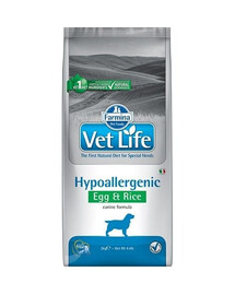 FARMINA Vet Life Hypoallergenic Egg & Rice dog 12 kg suché krmivo pre psov s alergiami + 3 x FARMINA Vet Life Dental Treat Hypoallergenic Fish Mini 60 g (7 ks) ZADARMO!