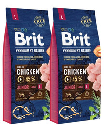 BRIT Premium By Nature Junior Large L 2 x 15 kg Kompletné krmivo pre psov