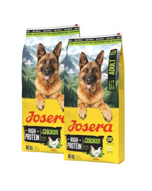 JOSERA High Protein Adult Chicken 2x12,5kg Vysokokalorické krmivo pre dospelých psov s vysokým obsahom bielkovín a kuracieho mäsa