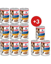 HILL'S Science Plan Canine Mature Adult Chicken 9x370 g pre staršie psy s kuracím mäsom + 3 konzervy ZADARMO!