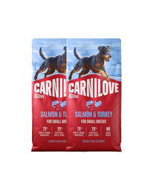 CARNILOVE Active Dog Salmon & Turkey Adult Small Breeds 2x12 kg losos a morčacie, pre dospelých psov malých plemien