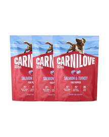 CARNILOVE Active Dog Salmon & Turkey Puppies 3x1,5 kg losos a morčacie, pre dorastajúce šteniatka