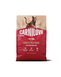 CARNILOVE Active Cat Lamb and Wild Boar Sterilised 3x2 kg jahňacie a diviak pre sterilizované mačky