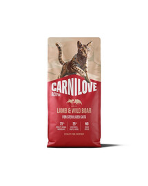 CARNILOVE Active Cat Lamb and Wild Boar Sterilised 2x6 kg jahňacie a mäso z diviaka, pre sterilizované mačky