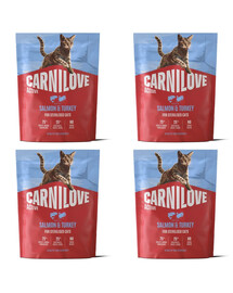 CARNILOVE Active Cat Salmon and Turkey Sterilised 4x400 g losos a morčacie mäso, pre sterilizované mačky