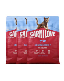 CARNILOVE Active Cat Salmon and Turkey Adult 3x2 kg losos a morčacie, pre všetky dospelé mačky