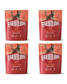 CARNILOVE Active Cat Beef and Venison Sterilised 4x400 g hovädzina a divina, pre kastrované mačky