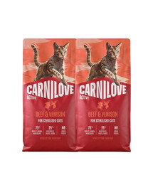 CARNILOVE Active Cat Beef and Venison Sterilised 2x6 kg hovädzie a jelenie, pre mačky po sterilizácii