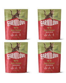 CARNILOVE Active Cat Duck and Pheasant Sterilised 4x400 g kačica a bažant, krmivo pre mačky po sterilizácii