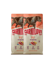 CARNILOVE True Fresh Dog Beef Adult 2x12 kg krmivo s čerstvým hovädzím mäsom pre dospelých psov