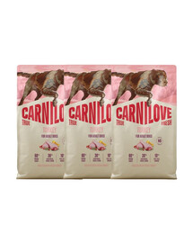 CARNILOVE True Fresh Dog Turkey Adult 3x4 kg krmivo s čerstvým moriakom pre dospelých psov