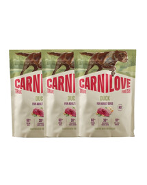 CARNILOVE True Fresh Dog Duck Adult 3x1,5 kg krmivo s čerstvou kačicou pre dospelých psov
