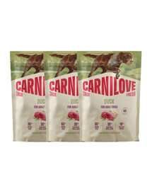 CARNILOVE True Fresh Dog Duck Adult Small Breeds 3x1,5 kg krmivo s čerstvou kačicou pre dospelých psov malých plemien