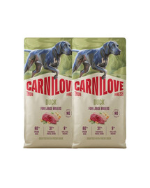 CARNILOVE True Fresh Dog Duck Adult Large Breeds 2X12 kg krmivo s čerstvou kačicou pre dospelých psov veľkých plemien