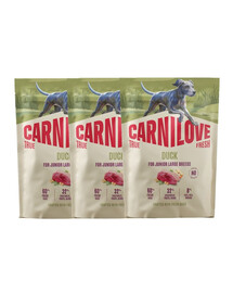 CARNILOVE True Fresh Dog Duck Junior Large 3x1,5 kg krmivo s čerstvou kačicou pre juniorov veľkých plemien
