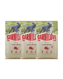 CARNILOVE True Fresh Dog Duck Junior Large 3x4 kg krmivo s čerstvou kačicou pre juniorov veľkých plemien