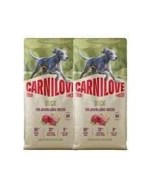 CARNILOVE True Fresh Dog Duck Junior Large 2X12 kg krmivo s čerstvou kačicou pre juniorov veľkých plemien