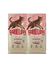 CARNILOVE True Fresh Cat Turkey Sterilised 2x6 kg morčacie mäso, pre sterilizované mačky