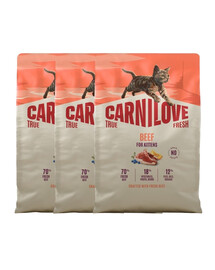 CARNILOVE True Fresh Cat Beef Kittens 3x2 kg hovädzie, pre mačiatka všetkých plemien