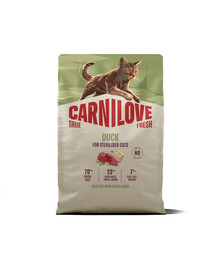 CARNILOVE True Fresh Cat Duck Sterilised 2 kg kačica, pre mačky po sterilizácii