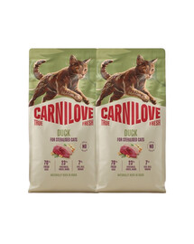 CARNILOVE True Fresh Cat Duck Sterilised 2x6 kg kačica, pre mačky po sterilizácii