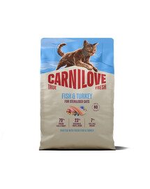 CARNILOVE True Fresh Cat Fish and Turkey Sterilised 2 kg ryba a moriak, pre kocúry po sterilizácii